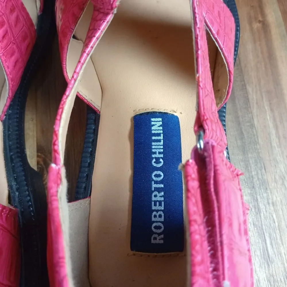 Roberto Chillini Faux Gator‎ Dress Shoes Pimp Shoes Unique Sandals Pink Sz 10.5